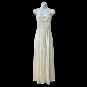 Raga Anthropologie Boho Cottagecore Ivory XS Embroidered Coastal Maxi Dress